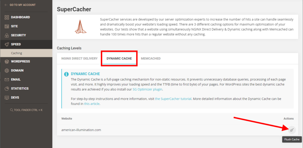 How to clear Siteground dynamic cache