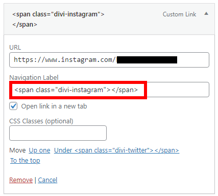 Social icons in Divi menu