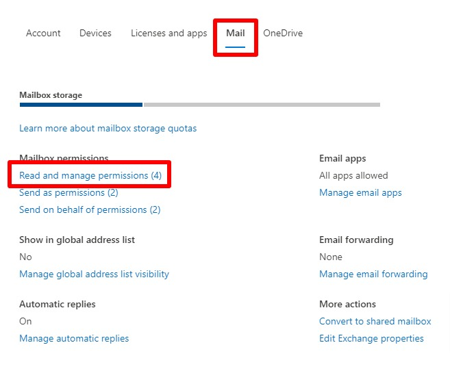 Permissions in Outlook 365