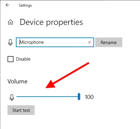 Changing the mic volume in Windows 10